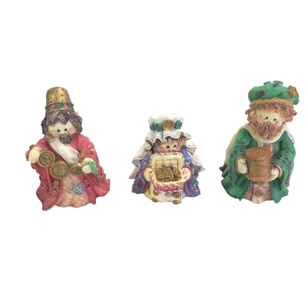 Cute as a Button Three Wisemen Set 3 Nativity‎ Wise Men Figurine Xmas Decor READ